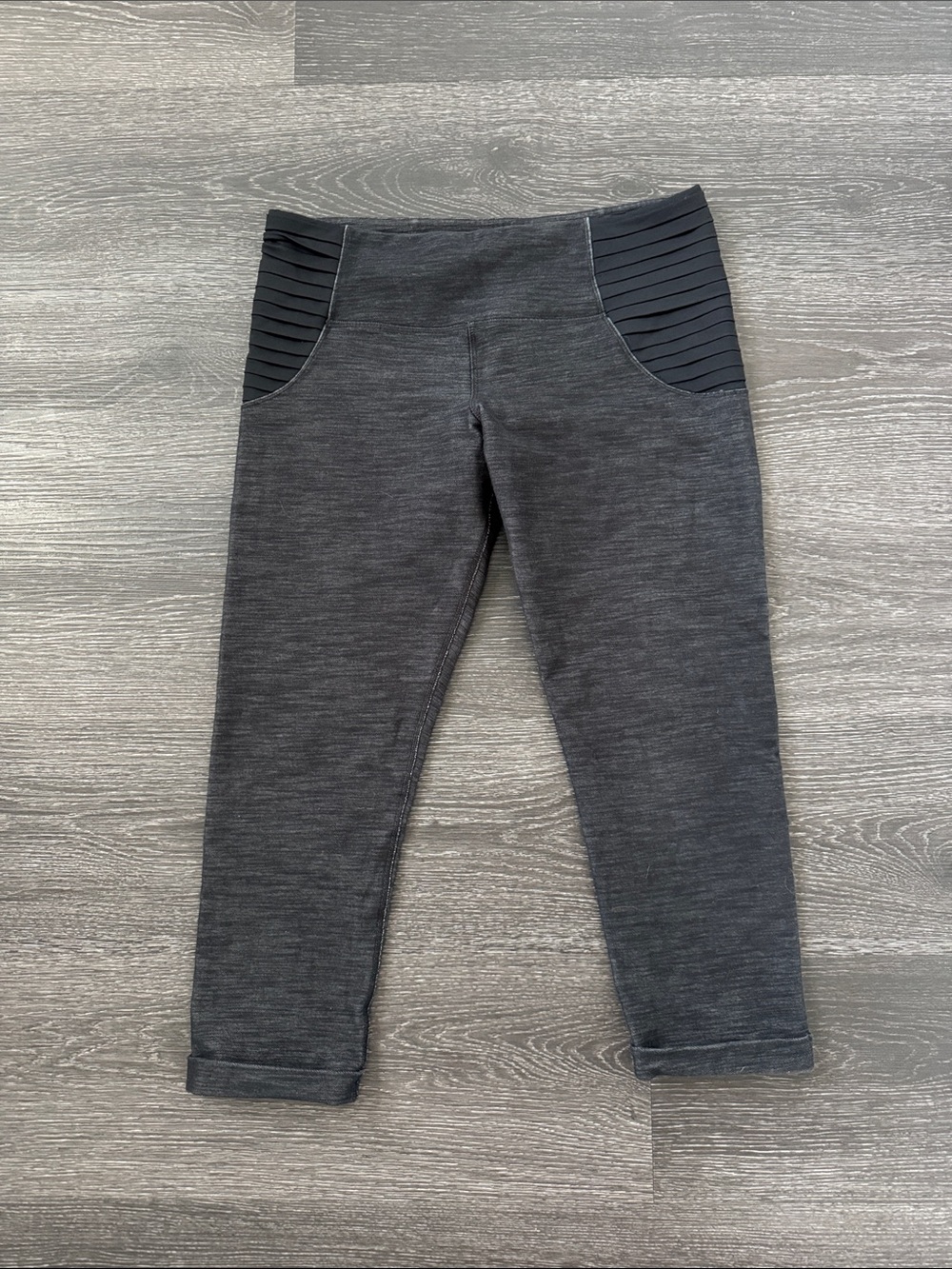 Lululemon cropped leggings. Embellished pleated hips